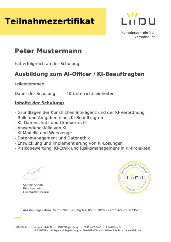 Ausbildung zum AI-Officer : KI-Beauftragten : KI Manager (DEKRA)
